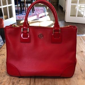 Tory Burch Double Zip Tote Bag w/Cross Body Strap